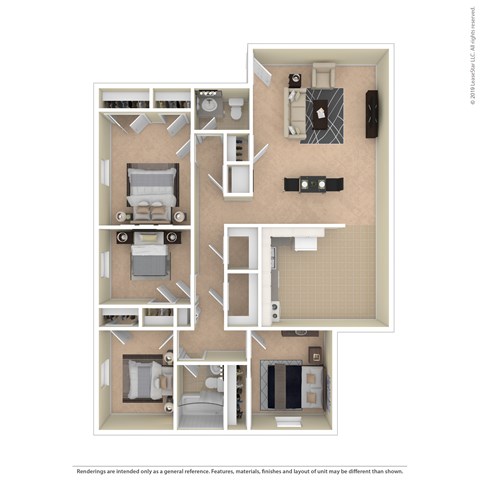 Floor plan for 4 beds, 1.5 baths, 1103 sqft